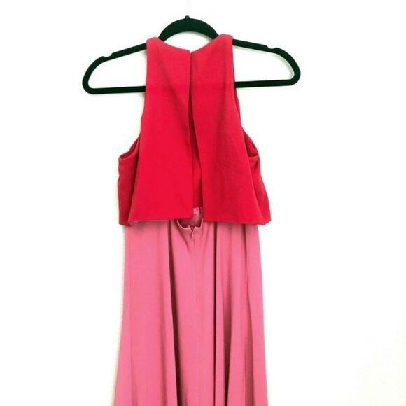 Jill Jill Stuart Popover Crepe Red Pink Colorblock Gown - Picture 5 of 6